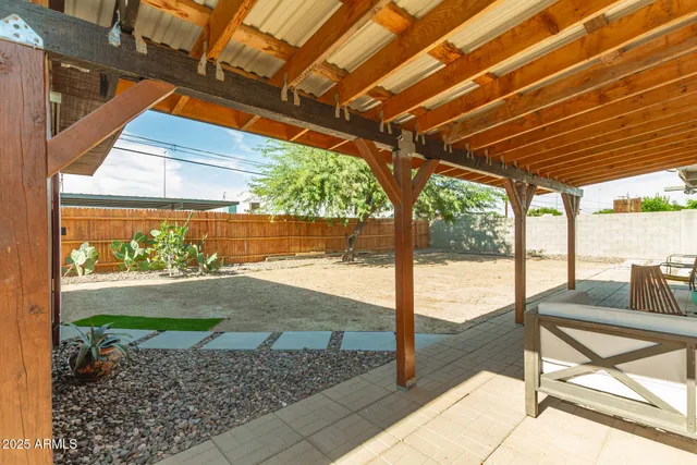 a patio view with a outdoor seating