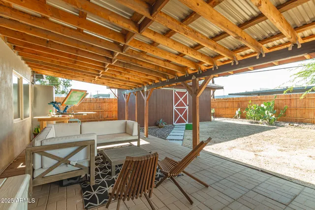 a outdoor view with a sitting space