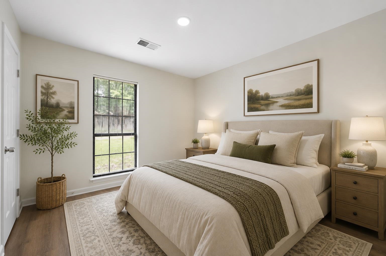 6400 Saginaw Road Memphis, TN 38134 - Photo 15 of 27 Inviting secondary bedroom with updated flooring, fresh paint, large window, and a versatile layout. This photo has been virtually staged.