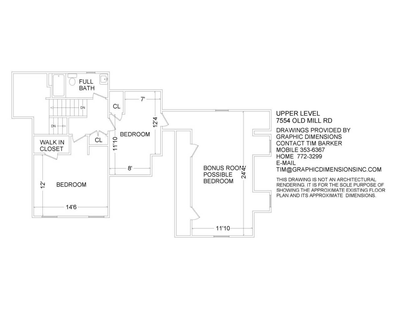7554 Old Mill Road Roanoke, VA 24018 - Photo 25 of 25 Upper Level Floor Plan