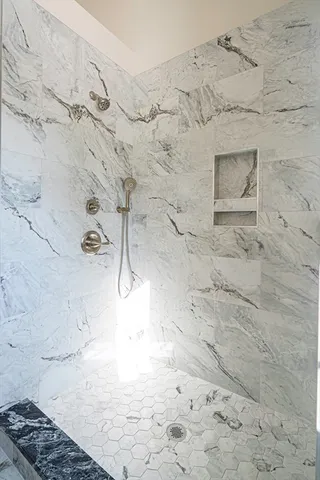 a bathroom with a shower