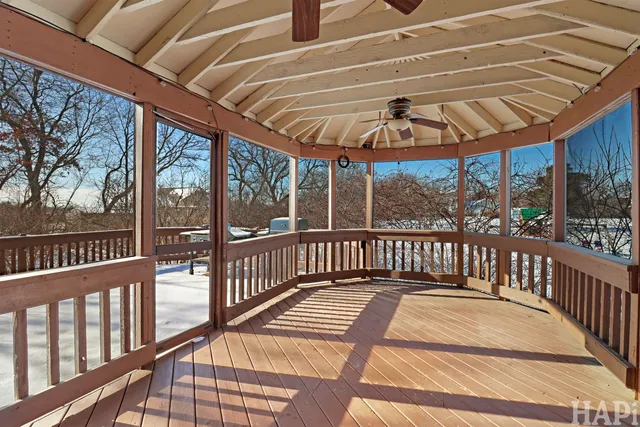 a view of a wooden deck
