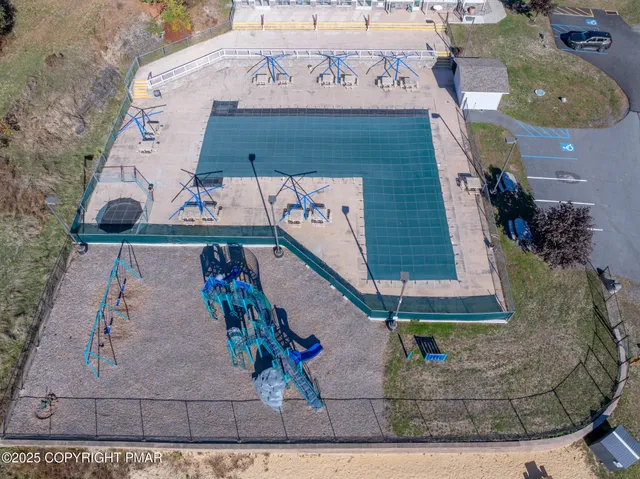 an aerial view of a house