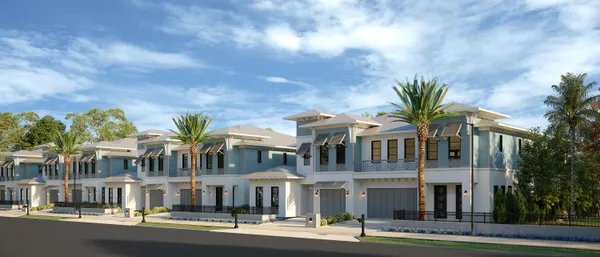 a front view of multiple houses