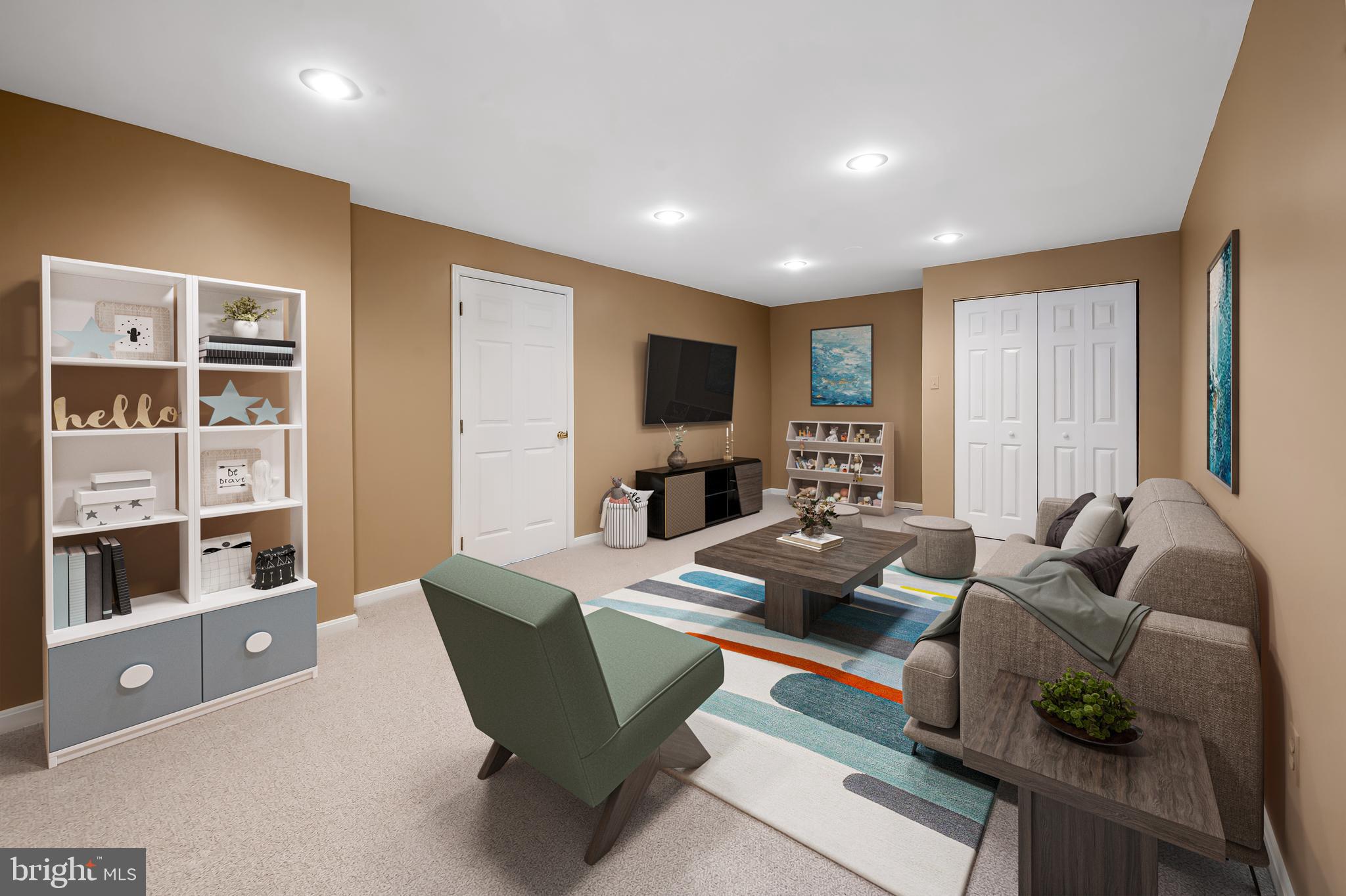 6902 Raven Lane Columbia, MD 21044 - Photo 37 of 47 Virtually staged lower level family room