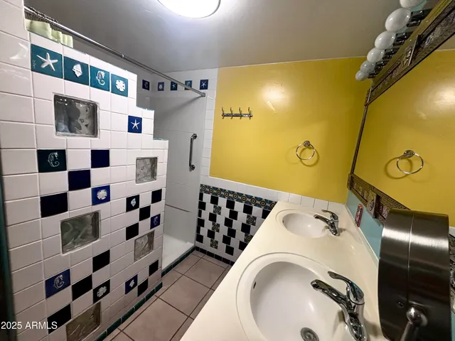 a black and white checkered floor