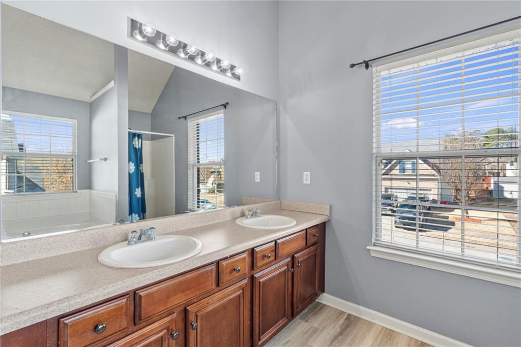 541 Hamlet Drive Hampton, GA 30228 - Photo 22 of 53 a bathroom with a sink double vanity and a mirror