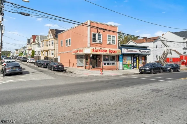 a view of a building and a street