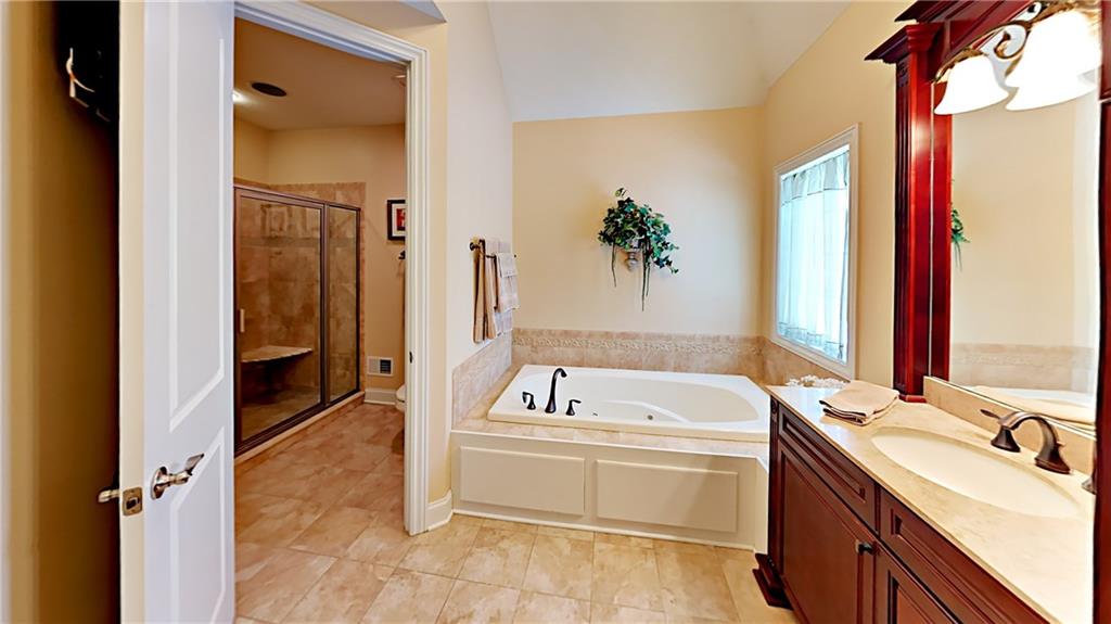 811 Mt Pleasant Road Mars, PA 16046 - Photo 11 of 25 a bathroom with a tub a sink and a large mirror