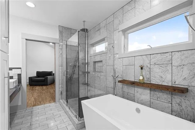 a view of a balcony with an outdoor space