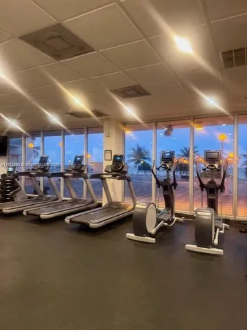 a view of a room with gym equipment