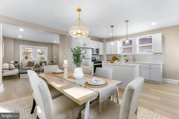 a view of a dining room and livingroom view