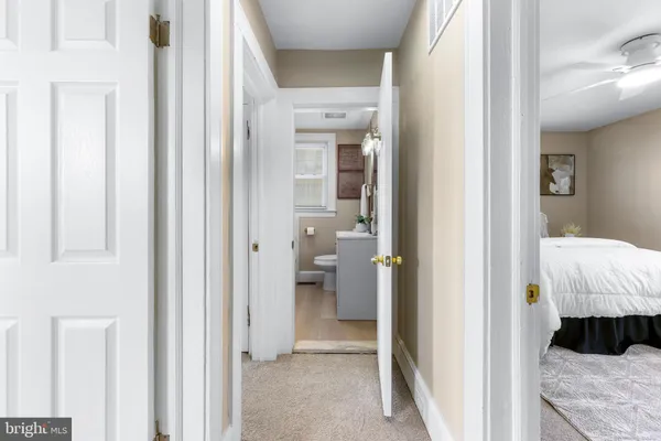 a view of a bedroom from hallway