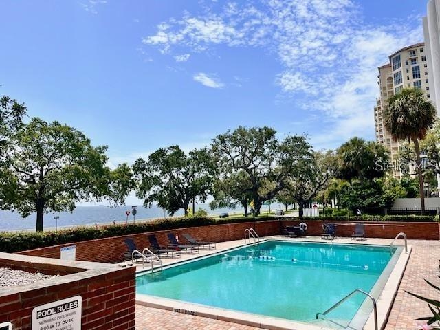 4015 Bayshore Boulevard, Unit 15A Tampa, FL 33611 - Photo 23 of 28 a view of swimming pool with seating space and trees in the background