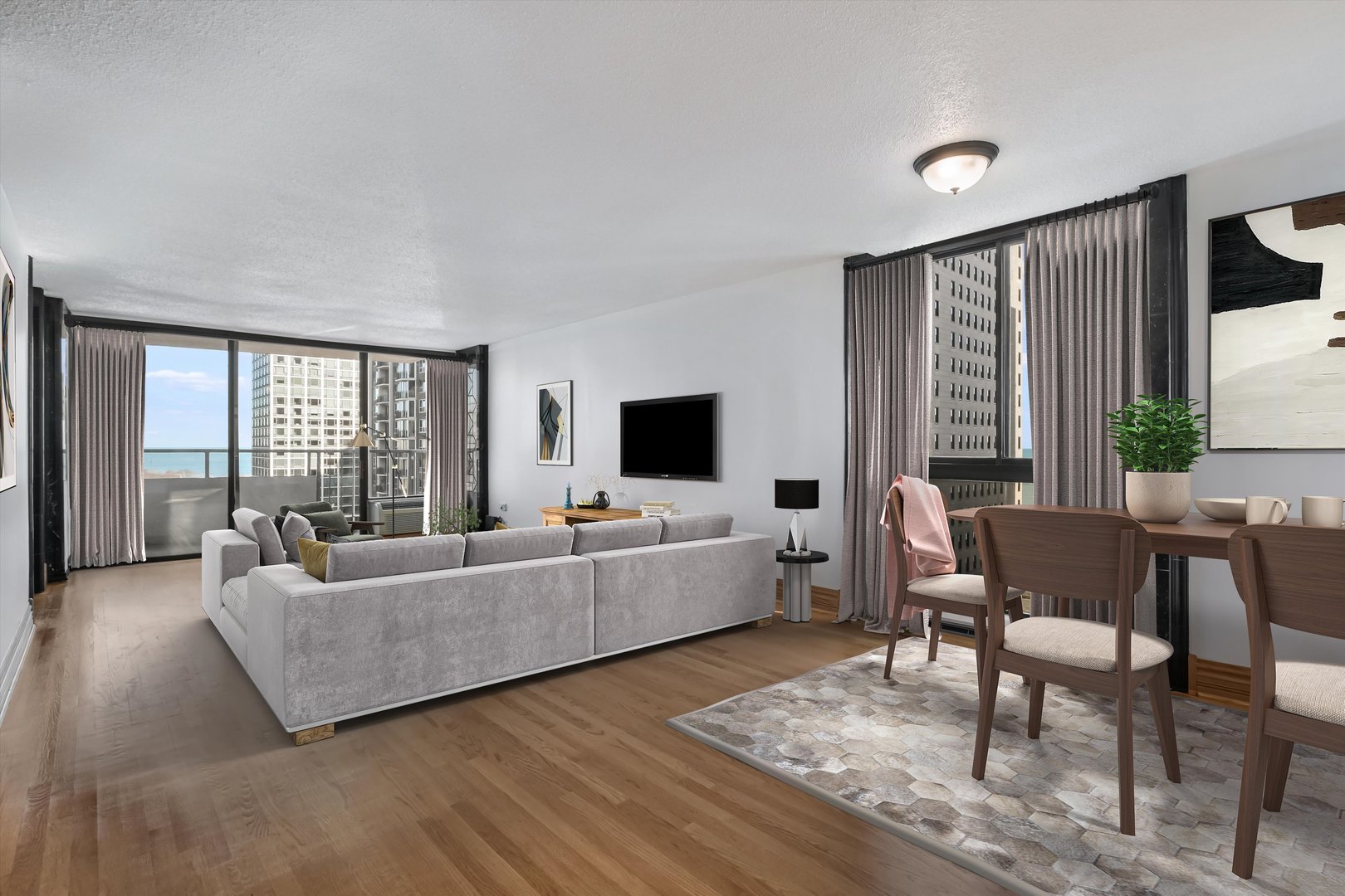 1450 North Astor Street, Unit 15AB Chicago, IL 60610 - Photo 4 of 23 a living room with furniture and a flat screen tv