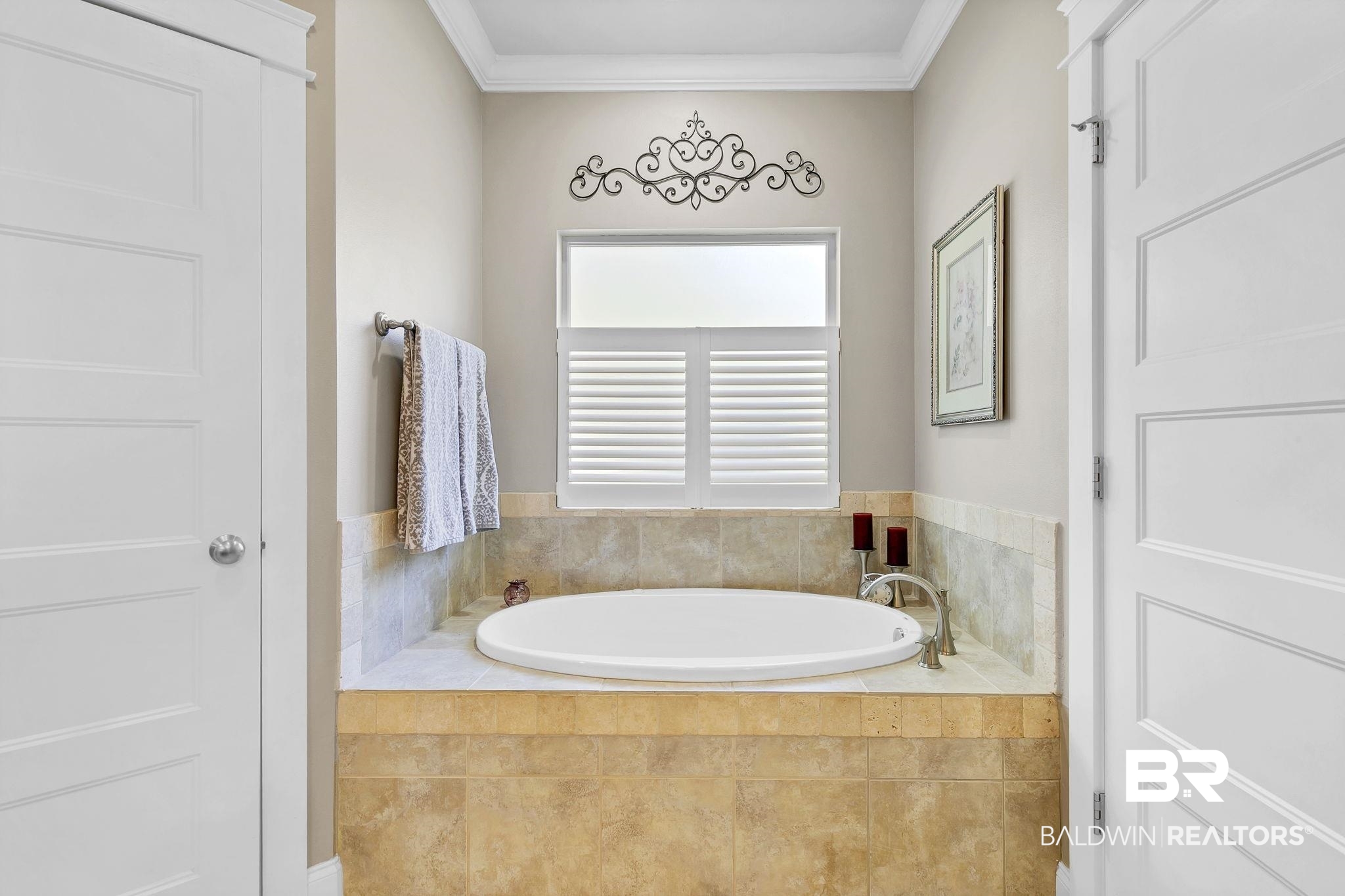 20105 Bunker Loop Fairhope, AL 36532 - Photo 32 of 65 Full bathroom with a garden tub and crown molding