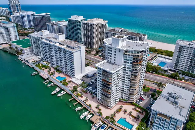 a city view with tall buildings