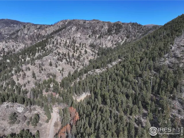 a view of a dry yard with mountains in the background