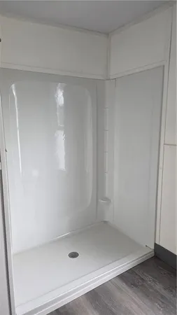 a bathroom with a shower