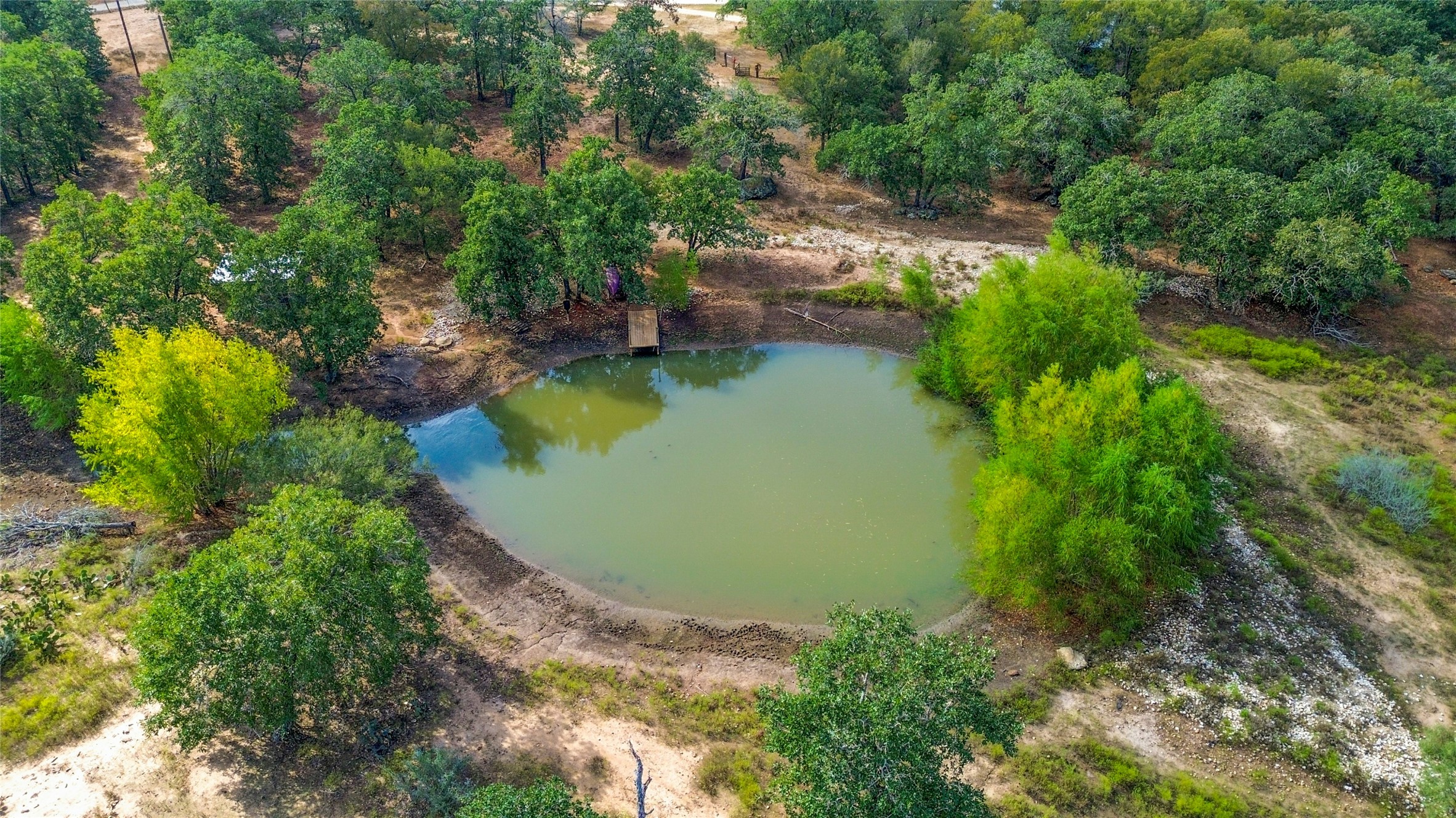 412 Woody Hollow Road Luling, TX 78648 - Photo 8 of 33 12' Pond with dock, stocked with bass and catfish