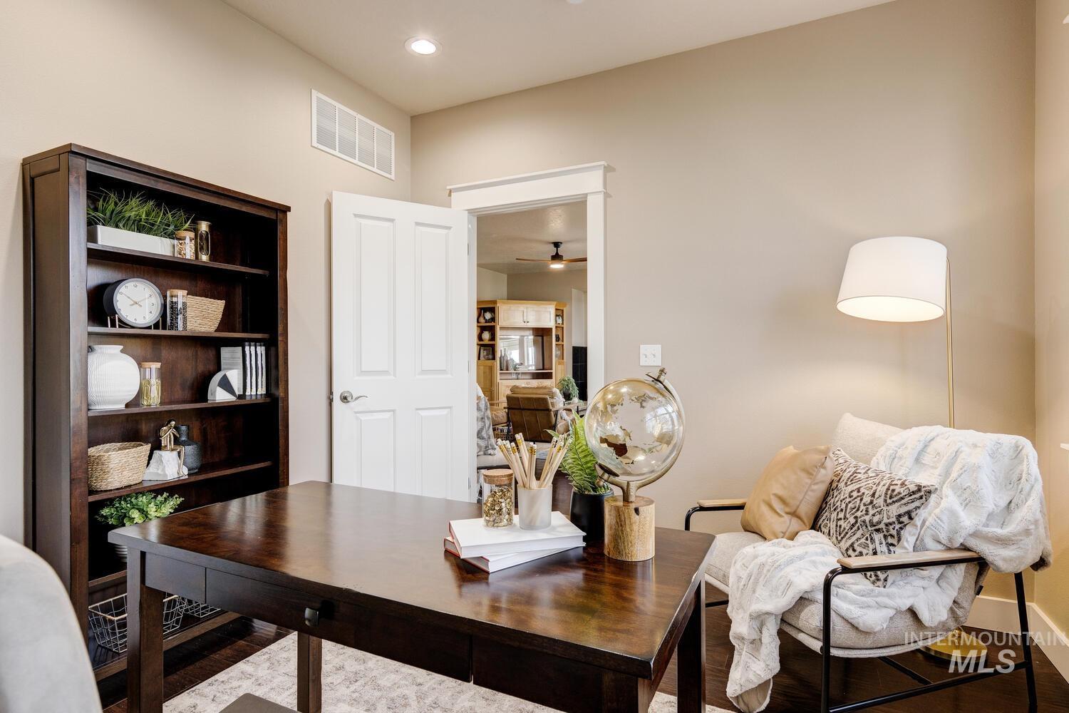 5855 West Farm Mkt Road Garden City, ID 83714 - Photo 23 of 50 Office space with wood finished floors, a ceiling fan, and recessed lighting