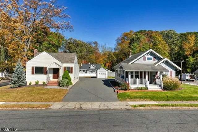 an aerial view of a house with a garden
