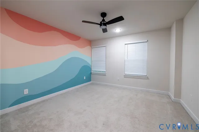 an empty room with windows