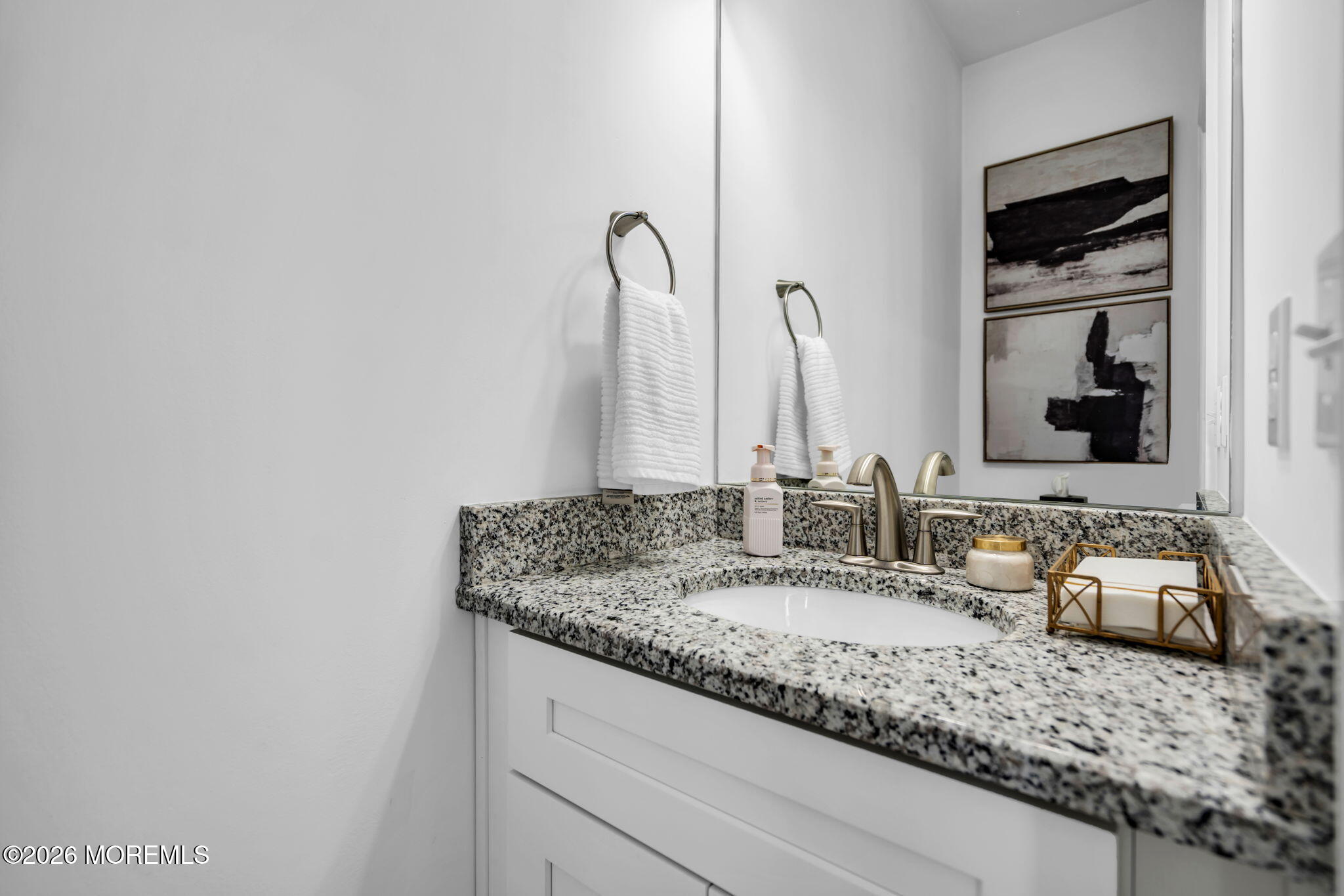 315 Prosper Way Brick, NJ 08723 - Photo 13 of 36 a bathroom with a granite countertop sink and a mirror