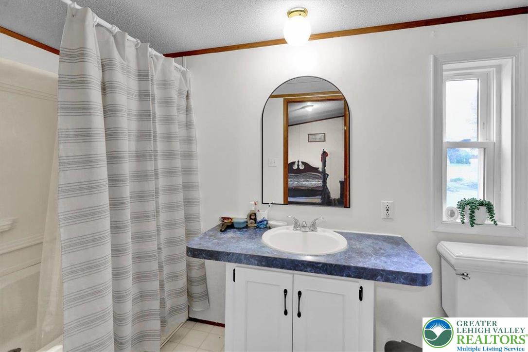 8758 Turkey Ridge Road, Unit 180 Breinigsville, PA 18031 - Photo 21 of 28 a bathroom with a sink a mirror and a shower