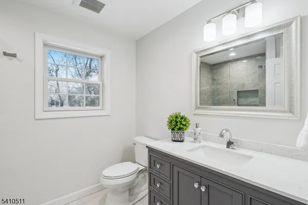 a bathroom with a toilet a sink and mirror