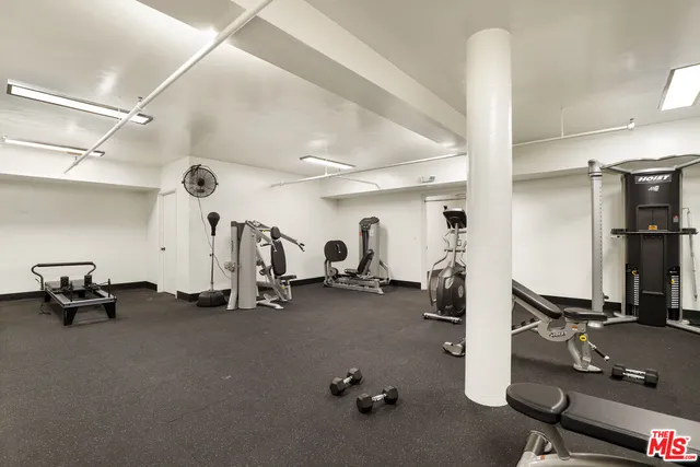 a view of a room with gym equipment