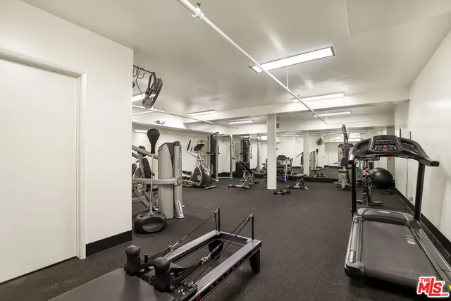 a room with gym equipment