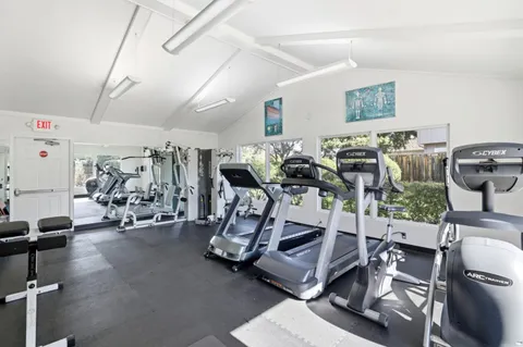 a view of a room with gym equipment