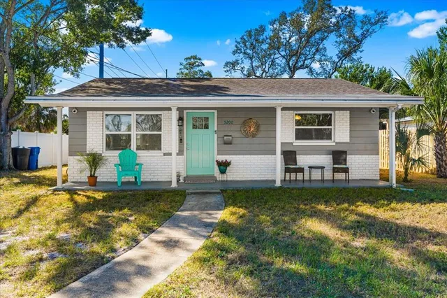 a view of a house with a swimming pool and a yard