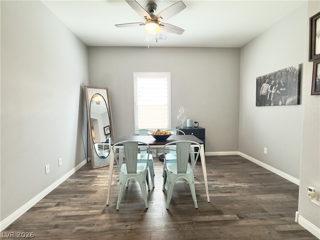 78 Summer Rhapsody Avenue Henderson, NV 89015 - Photo 16 of 31 Dining space with dark wood-type flooring and ceiling fan