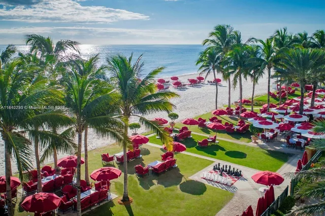 an outdoor space with seating