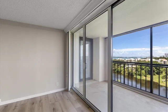 a view of a glass door and an entryway