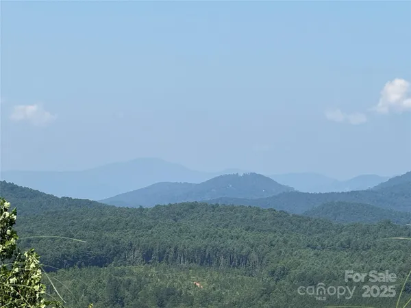 a view of a mountain range with trees in the background