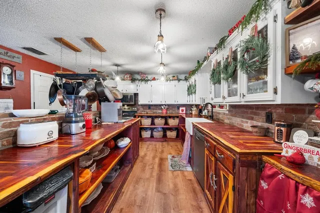 a kitchen with lots of counter top space