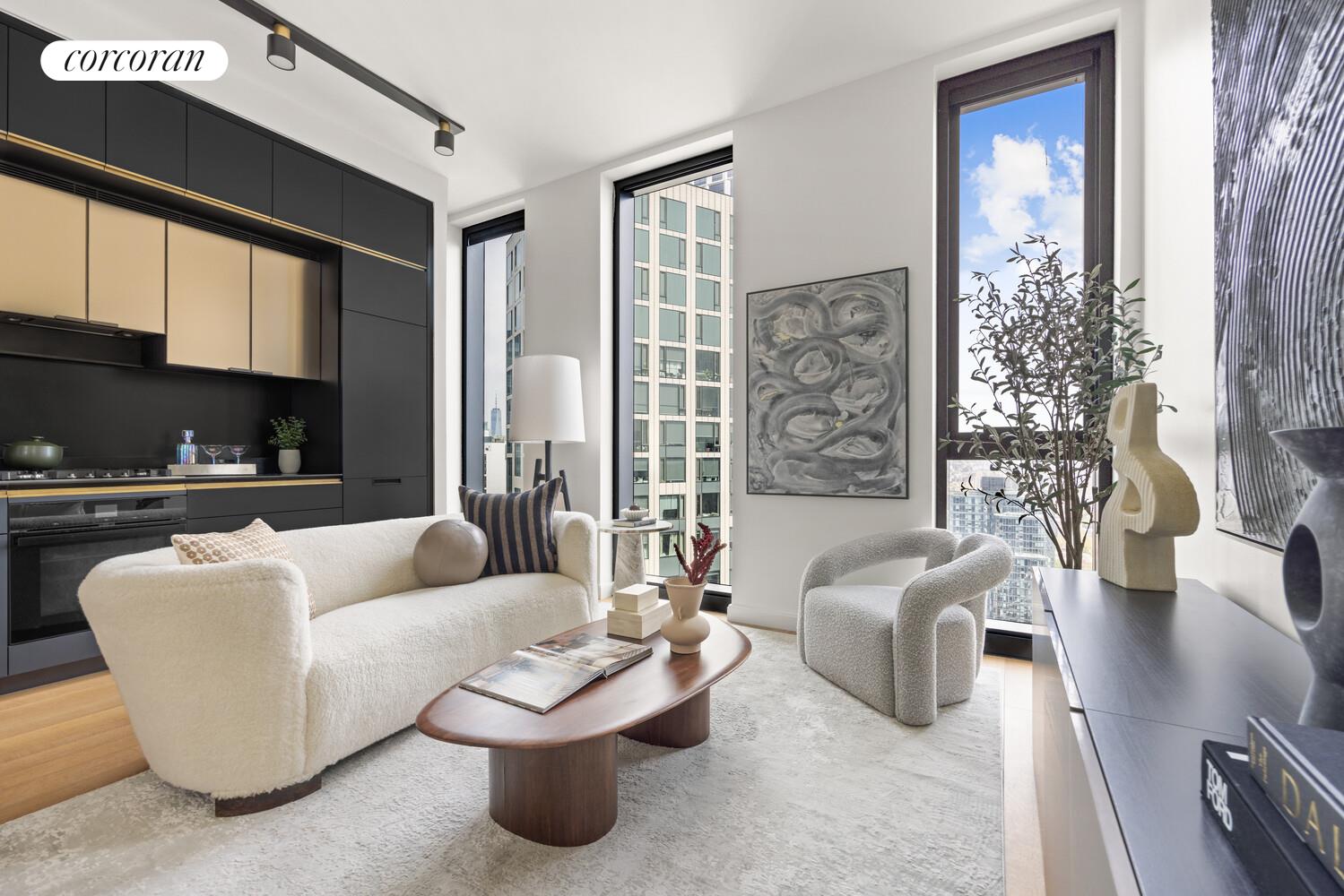 55 Fleet Street, Unit 30I Brooklyn, NY 11201 - Photo 2 of 7 a living room with furniture and a large window