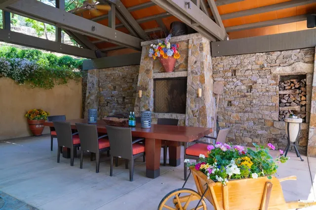 a backyard of a house with lots of green space