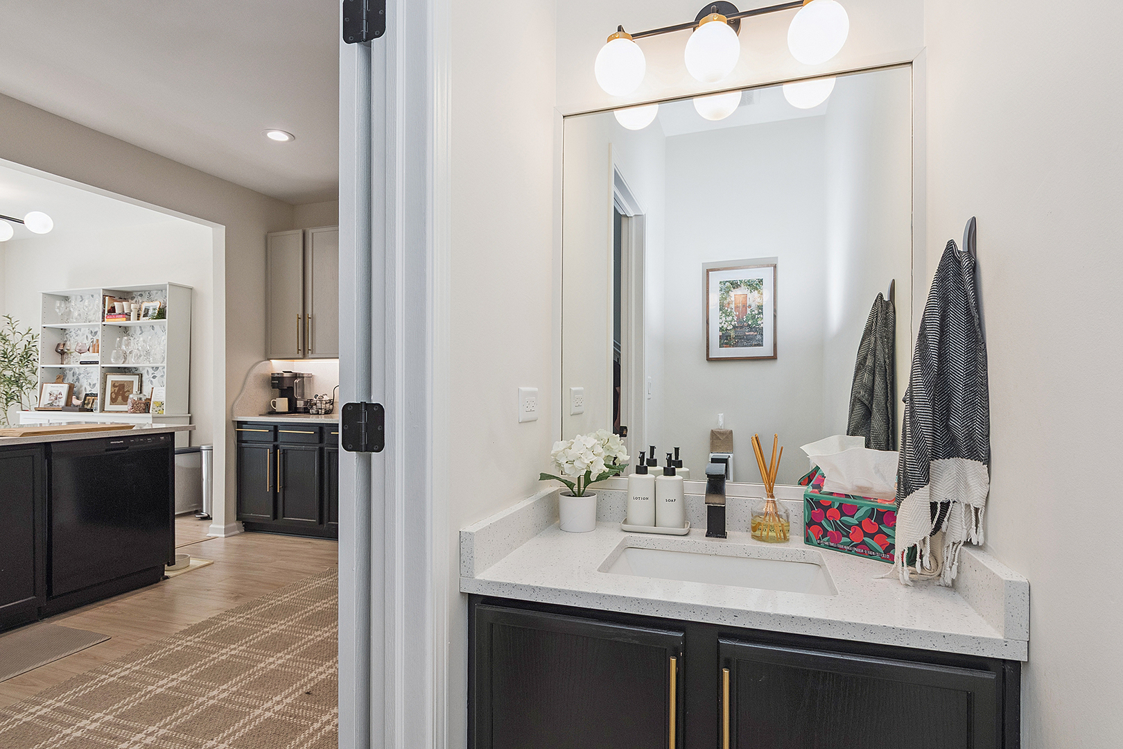 1526 Peachtree Lane Lockport, IL 60441 - Photo 11 of 28 a bathroom with a sink vanity and a mirror