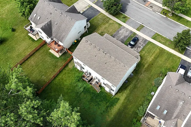an aerial view of a house