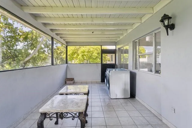 a view of an entryway with sitting area