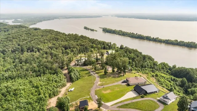 a view of a field with an ocean