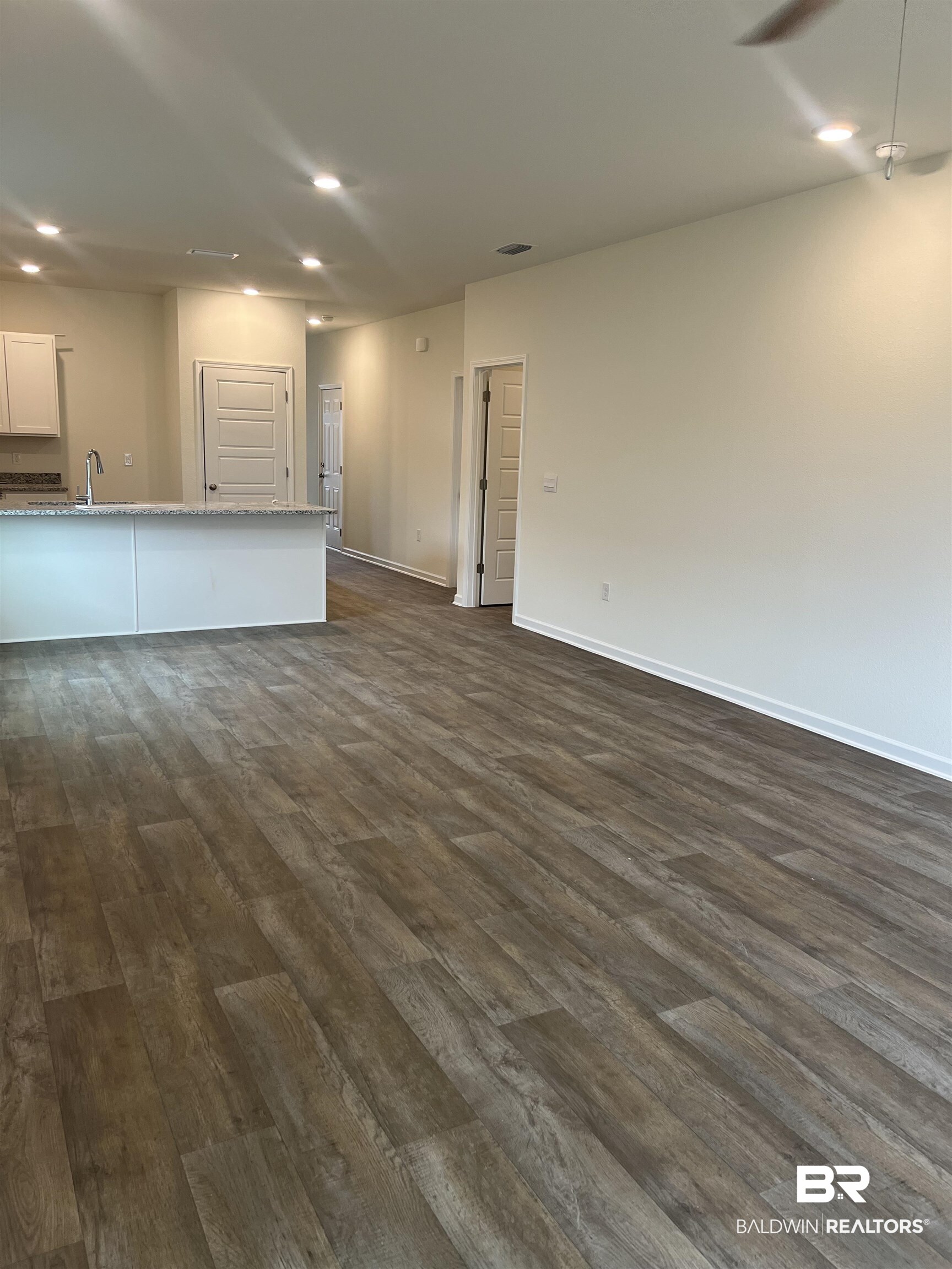 12829 Patriot Way Daphne, AL 36527 - Photo 19 of 38 Unfurnished living room with dark hardwood / wood-style flooring and sink