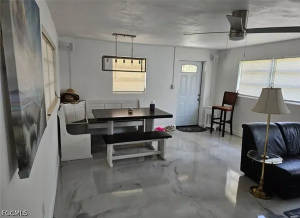 a living room with furniture