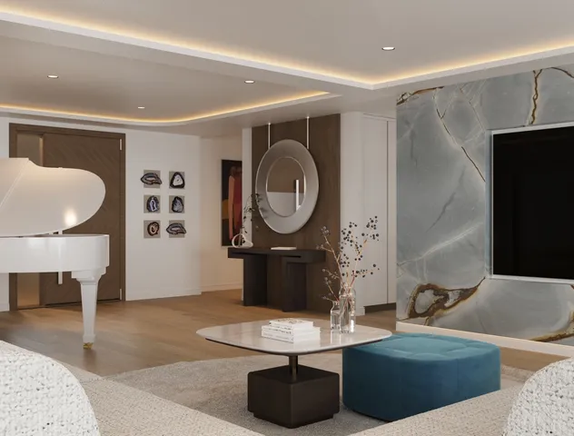 a living room with furniture and a flat screen tv