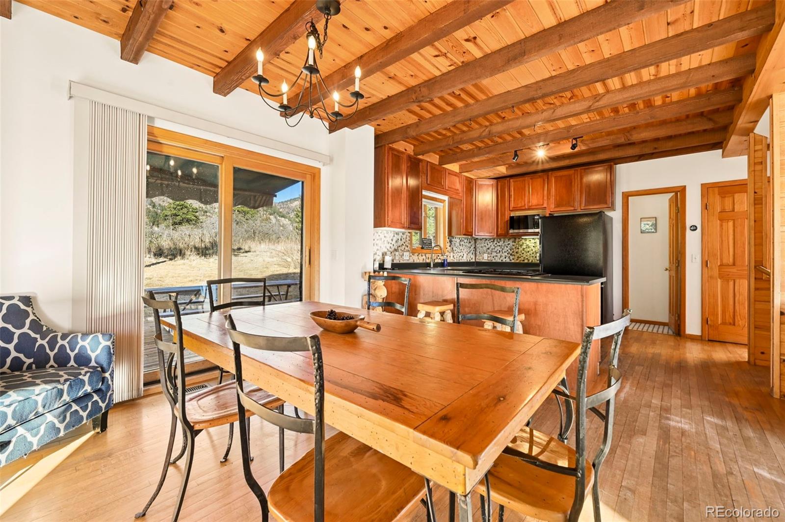 7415 Highway 24 Cascade, CO 80809 - Photo 35 of 45 a dining room with furniture and wooden floor