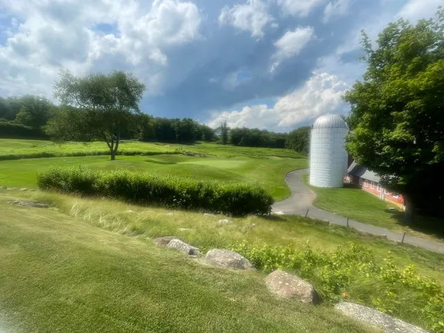 a view of a lake with houses in the back